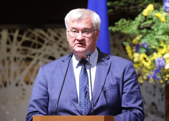 July 1, 2026, Tokyo, Japan - Ukrainian Foreign Minister Andrii Sybiha announces a joint statement with his Japanese counterpart Toshimitsu Motegi after their talks at the Iikura guesthouse in Tokyo on Wednesday, July 1, 2026. Sybiha is on a three-day visit to Japan with the country s economy mission. (photo by Yoshio Tsunoda AFLO)  aflo_336507144
