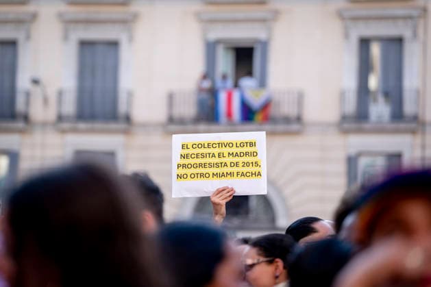 MADO 2026 Opening Ceremony A banner during the Madrid Pride 2026 (MADO 2026) opening ceremony in Pedro Zerolo Square on July 1, 2026, in Madrid, Spain. The official opening will once again be led by La Plexy, a familiar face on Madrid’s nightlife scene. Alongside the master of ceremonies, the LGBTI film festival opening address will be hosted by Cayetana Guillén Cuervo, while Kany García will serve as the keynote speaker for Latino Pride on July 1, 2026, in Madrid, Spain.  Copyright: xA.xPÃ rezxMecax 7636936
