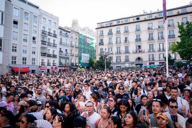 MADO 2026 Opening Ceremony Attendees at the Madrid Pride 2026 (MADO 2026) opening ceremony in Pedro Zerolo Square on July 1, 2026, in Madrid, Spain. The official opening will once again be led by La Plexy, a familiar face on Madrid’s nightlife scene. Alongside the master of ceremonies, the LGBTI film festival opening address will be hosted by Cayetana Guillén Cuervo, while Kany García will serve as the keynote speaker for Latino Pride on July 1, 2026, in Madrid, Spain.  Copyright: xA.xPÃ rezxMecax 7636933