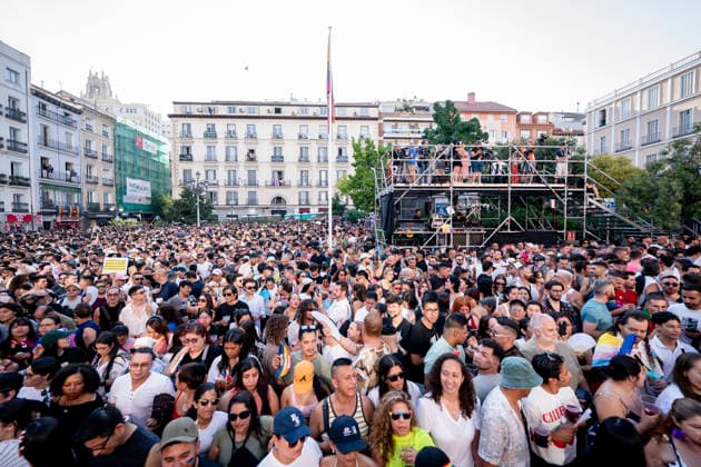 MADO 2026 Opening Ceremony Attendees at the Madrid Pride 2026 (MADO 2026) opening ceremony in Pedro Zerolo Square on July 1, 2026, in Madrid, Spain. The official opening will once again be led by La Plexy, a familiar face on Madrid’s nightlife scene. Alongside the master of ceremonies, the LGBTI film festival opening address will be hosted by Cayetana Guillén Cuervo, while Kany García will serve as the keynote speaker for Latino Pride on July 1, 2026, in Madrid, Spain.  Copyright: xA.xPÃ rezxMecax 7636934
