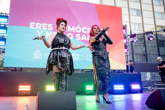 MADO 2026 Opening Speech: Jota Carajota and Estrella Xtravaganza present the Official Anthem of MADO’26 in collaboration with 50 Years of Freedom in Spain: You’re a Democrat and You Don’t Even Know It, during the opening proclamation of Madrid Pride 2026 (MADO 2026) in Pedro Zerolo Square on July 1, 2026, in Madrid, Spain. The official opening will once again be led by La Plexy, a familiar face on Madrid’s nightlife scene. Alongside the master of ceremonies, the LGBTI film opening address will be hosted by Cayetana Guillén Cuervo, while Kany García will serve as the keynote speaker for Latino Pride on July 1, 2026, in Madrid, Spain.  Copyright: xA.xPÃ rezxMecax 7636974