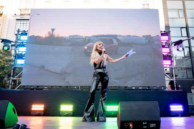 MADO 2026 Opening Ceremony: Actress Cayetana Guillén Cuervo during the opening ceremony of Madrid Pride 2026 (MADO 2026) in Pedro Zerolo Square on July 1, 2026, in Madrid, Spain. The official opening will once again be led by La Plexy, a familiar face on Madrid’s nightlife scene. Alongside the master of ceremonies, the LGBTI film festival’s opening address will be delivered by Cayetana Guillén Cuervo, while Kany García will serve as the opening speaker for Latino Pride on July 1, 2026, in Madrid, Spain.  Copyright: xA.xPÃ rezxMecax 7636990