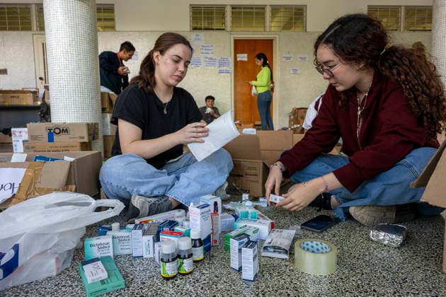 Volunteers organize medicines and medical supplies at the Collection and Distribution Center established at the Institute of Tropical Medicine of the Central University of Venezuela in Caracas on July 1, 2026, to support relief efforts following the devastating earthquakes that struck the country Caracas Miranda Venezuela Copyright: xJimmyxVillaltax xVWPicsx JVI-EarthquakeVenezuela-175