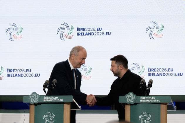 News Themen der Woche KW27 Dublin Hosts the EU Presidency at Dublin Castle DUBLIN, IRELAND JULY 1, 2026: Ukrainian President Volodymyr Zelensky attends the EU Presidency opening ceremony at Dublin Castle in Dublin, Ireland, on July 1, 2026. Ireland hosted the ceremony for the eighth time, with Taoiseach Micheal Martin, Simon Harris, politicians and high-level guests attending discussions on Ireland™s role in guiding negotiations and brokering agreements between EU member states. Dublin Ireland Copyright: x xNadiaxCaimix xJNAxPressx
