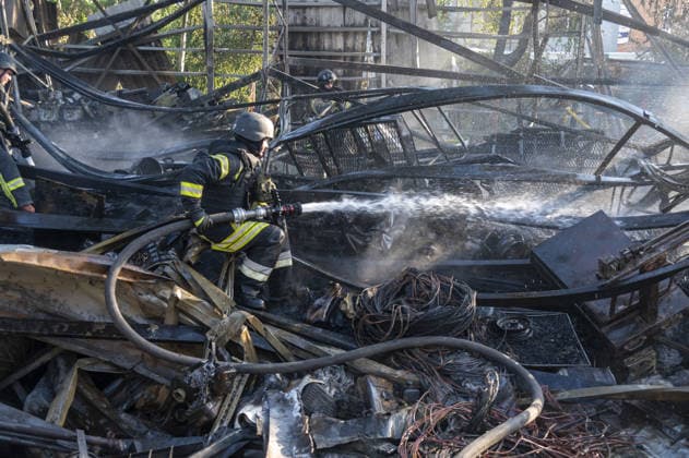 Aftermath of a Russian attack in Kharkiv KHARKIV, UKRAINE - JULY 1: Firefighters respond to the area after seven Russian guided bombs struck several districts on the afternoon in Kharkiv, Ukraine, on July 1, 2026. The attacks damaged private residential buildings, a warehouse, and the University Hospital of Kharkiv National Medical University. A 15-year-old boy lost his life, as 30 people, including three children, were injured, with 10 of the victims hospitalized. Serhii Masin Anadolu Kharkiv Ukraine. Editorial use only. Please get in touch for any other usage.  Copyright: x2026xAnadoluxSerhiixMasinx