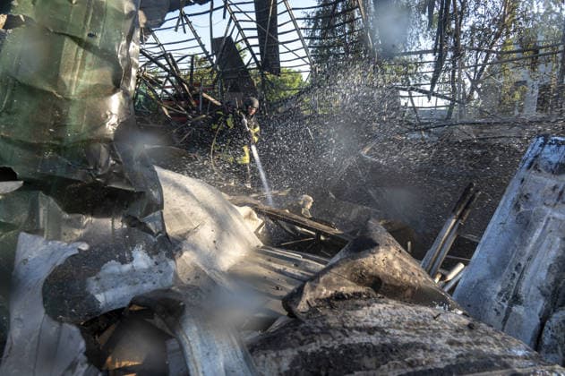 Aftermath of a Russian attack in Kharkiv KHARKIV, UKRAINE - JULY 1: Firefighters respond to the area after seven Russian guided bombs struck several districts on the afternoon in Kharkiv, Ukraine, on July 1, 2026. The attacks damaged private residential buildings, a warehouse, and the University Hospital of Kharkiv National Medical University. A 15-year-old boy lost his life, as 30 people, including three children, were injured, with 10 of the victims hospitalized. Serhii Masin Anadolu Kharkiv Ukraine. Editorial use only. Please get in touch for any other usage.  Copyright: x2026xAnadoluxSerhiixMasinx