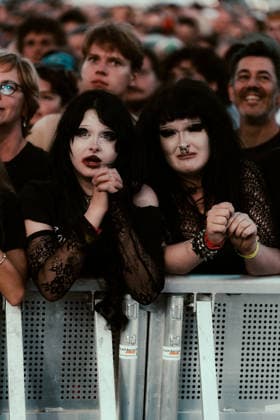 The Cure live at Roskilde Festival 2026 Roskilde, Denmark. 01st, July 2026. Concert goers seen in front of the stage at a live concert with the English rock band The Cure during the Danish music festival Roskilde Festival 2026 in Roskilde. Denmark, Roskilde  Copyright: xGonzalesxPhoto MathiasxKristensenx