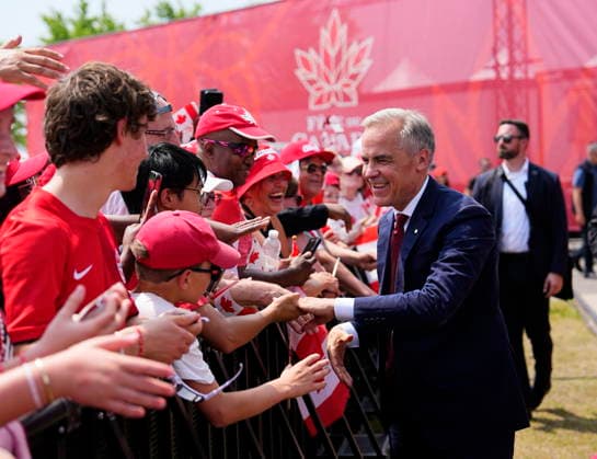 July 1, 2026, Ottawa, On, CAN: Prime Minister Mark Carney arrives for the Canada Day National noon ceremony at LeBreton Flats in Ottawa, on Wednesday, July 1, 2026. Ottawa CAN  - ZUMAc35_ 20260701_zaf_c35_146 Copyright: xJustinxTangx