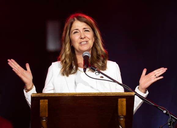 July 1, 2026, Calgary, Ab, CANADA: Alberta Premier Danielle Smith addresses a crowd before a music concert at Spruce Meadows on Canada Day in Calgary on Wednesday, July 1, 2026. Calgary CANADA  - ZUMAc35_ 20260701_zaf_c35_147 Copyright: xToddxKorolx