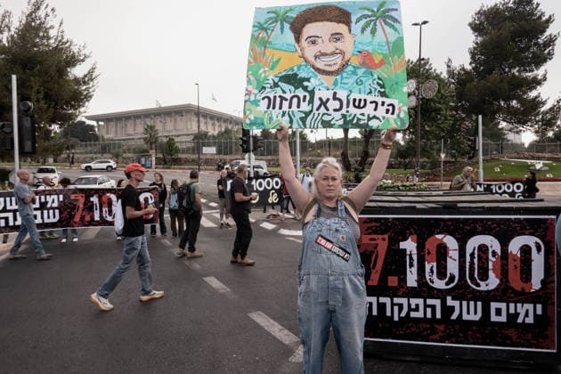 July 2, 2026, Jerusalem, Israel: Anti government protesters deploy a massive crate to block the main intersection outside the Knesset during a nationwide Day of Rage. Activists gathered at exactly 6:29 a.m. to mark the 1,000th day since the October 7, 2023 attacks, which they have dubbed the Netanyahu Massacre, demanding accountability for the government s failure to prevent the initial attacks, secure the release of all hostages alive, the ongoing 3 year war and for establishing a state commission of inquiry. Jerusalem Israel - ZUMAa126 20260702_zap_a126_002 Copyright: xNirxAlonx