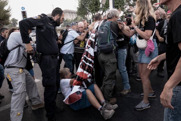 July 2, 2026, Jerusalem, Israel: Anti government protesters deploy a massive crate to block the main intersection outside the Knesset during a nationwide Day of Rage. Activists gathered at exactly 6:29 a.m. to mark the 1,000th day since the October 7, 2023 attacks, which they have dubbed the Netanyahu Massacre, demanding accountability for the government s failure to prevent the initial attacks, secure the release of all hostages alive, the ongoing 3 year war and for establishing a state commission of inquiry. Jerusalem Israel - ZUMAa126 20260702_zap_a126_009 Copyright: xNirxAlonx