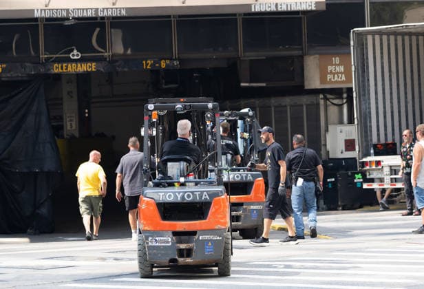 Trucks spotted outside Madison Square Gardens in preparations for Taylor Swift wedding Featuring: Taylor Swift Wedding Preparations at MSG Where: New York, New York, United States When: 01 Jul 2026 Credit: Janet Mayer INSTARimages.com EDITORIAL USE ONLY. NOT FOR USE BY NEWSPAPERS BASED IN THE UK. Copyright: xx instar55823156