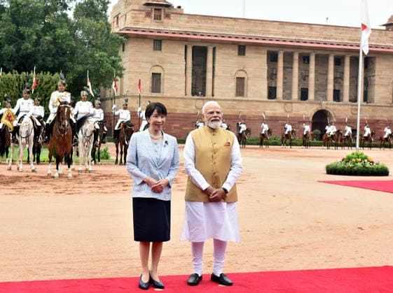 Japanese Prime Minister Sanae Takaichi in New Delhi NEW DELHI, INDIA - JULY 02: Indian Prime Minister Narendra Modi (R) welcomes Japanese Prime Minister Sanae Takaichi (L) with a ceremonial reception at India s presidential palace, Rashtrapati Bhavan, in New Delhi, India on July 02, 2026. Imtiyaz Khan Anadolu New Delhi India. Editorial use only. Please get in touch for any other usage.  Copyright: x2026xAnadoluxImtiyazxKhanx