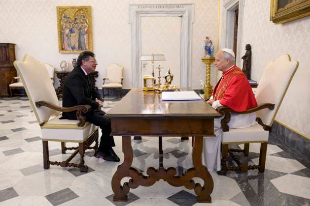 ITALY - POPE LEO XIV RECEOVES HIS EXCELLENCY MR GUSTAVO PETRO URREGO, IN A PRIVATE AUDIENCE IN THE VATICAN- 2026 7 2 Italy, Rome, Vatican, 2026 7 2 Pope Leo XIV receives His Excellency Mr Gustavo Petro Urrego, President of the Republic of Colombia, in a private audience in The Vatican EDITORIAL USE ONLY - NO BOOKS Copyright: xVATICANxMEDIAx