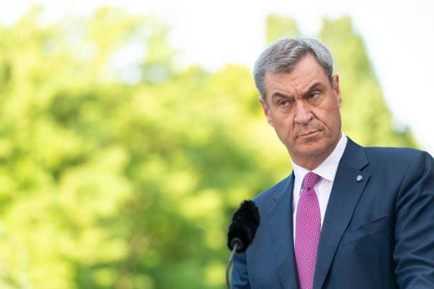 Markus Söder - PK - Koalitionsausschuss EUR, Deutschland, Berlin, 02.07.2026: Bundeskanzler Friedrich Merz (CDU), Bundesfinanzminister Lars Klingbeil (SPD), Bärbel Bas (SPD) Bundesministerin für Arbeit und Soziales und Markus Söder (CSU) Ministerpräsident des Freistaates Bayern. Pressekonferenz zu den Ergebnissen des Koalitionsausschusses. *** Markus Söder Press Conference, Coalition Committee, EUR, Germany, Berlin, July 2, 2026 Federal Chancellor Friedrich Merz (CDU), Federal Minister of Finance Lars Klingbeil (SPD), Bärbel Bas (SPD), Federal Minister of Labor and Social Affairs, and Markus Söder (CSU), Minister-President of the Free State of Bavaria, held a press conference on the results of the coalition committee meeting
