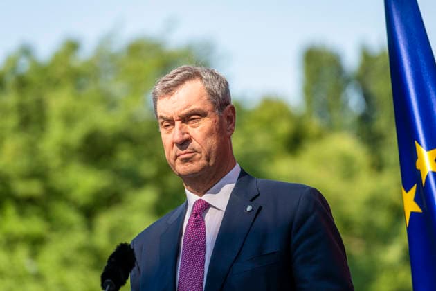 Markus Söder - PK - Koalitionsausschuss EUR, Deutschland, Berlin, 02.07.2026: Bundeskanzler Friedrich Merz (CDU), Bundesfinanzminister Lars Klingbeil (SPD), Bärbel Bas (SPD) Bundesministerin für Arbeit und Soziales und Markus Söder (CSU) Ministerpräsident des Freistaates Bayern. Pressekonferenz zu den Ergebnissen des Koalitionsausschusses. *** Markus Söder Press Conference, Coalition Committee, EUR, Germany, Berlin, July 2, 2026 Federal Chancellor Friedrich Merz (CDU), Federal Minister of Finance Lars Klingbeil (SPD), Bärbel Bas (SPD), Federal Minister of Labor and Social Affairs, and Markus Söder (CSU), Minister-President of the Free State of Bavaria, held a press conference on the results of the coalition committee meeting