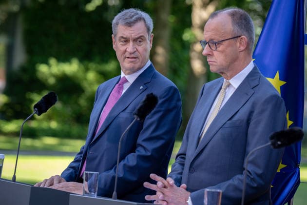 Pressestatement, Bundeskanzleramt, Koalitionsausschuss Presseunterrichtung zu den Beratungen des Koalitionsausschusses, Berlin, Bundeskanzler, Friedrich Merz, Markus Söder, CDU, CSU Berlin Berlin GER *** Press Statement, Office of the Federal Chancellor, Coalition Committee Press Briefing on the Coalition Committee s Deliberations, Berlin, Federal Chancellor, Friedrich Merz, Markus Söder, CDU, CSU Berlin Berlin GER