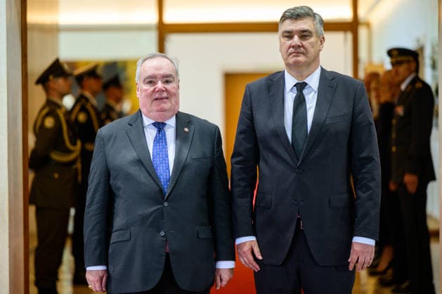 Croatian President Milanovic meets Grand Master of the Sovereign Military Order of Malta Croatian President Zoran Milanovic and Fra John Timothy Dunlap, Prince and Grand Master of the Sovereign Military Order of Malta, pose for a joint photograph before their meeting at the Office of the President in Zagreb, Croatia, July 2, 2026.  NevaxZganec PIXSELL
