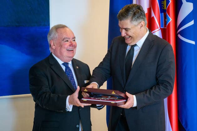 Croatian President Milanovic meets Grand Master of the Sovereign Military Order of Malta Croatian President Zoran Milanovic exchanges gifts with Fra John Timothy Dunlap, Prince and Grand Master of the Sovereign Military Order of Malta, during their meeting at the Office of the President in Zagreb, Croatia, July 2, 2026.  NevaxZganec PIXSELL