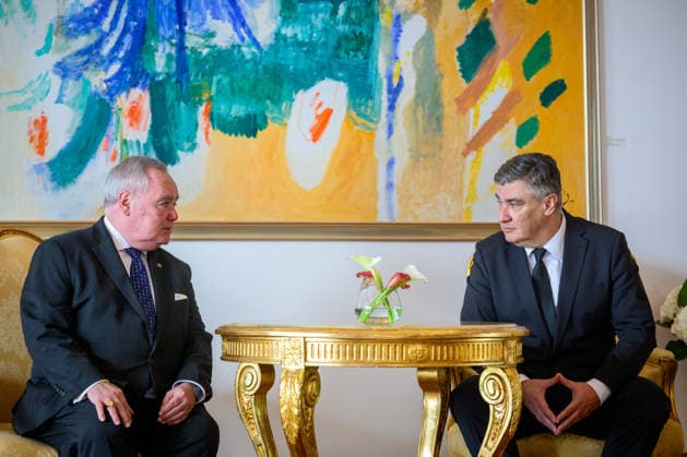 Croatian President Milanovic meets Grand Master of the Sovereign Military Order of Malta Croatian President Zoran Milanovic and Fra John Timothy Dunlap, Prince and Grand Master of the Sovereign Military Order of Malta, attend a bilateral meeting between the Croatian delegation and the delegation of the Sovereign Military Order of Malta at the Office of the President in Zagreb, Croatia, July 2, 2026.  NevaxZganec PIXSELL