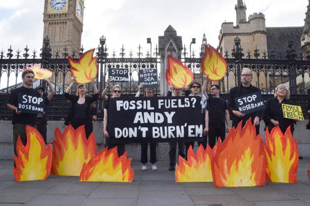 July 2, 2026, London, England, United Kingdom: Activists from Fossil Free London stage a protest outside the parliament calling on Andy Burnham, who is expected to become the next UK Prime Minister, not to open the North Sea to oil and gas projects like Jackdaw and Rosebank. London United Kingdom - ZUMAv130 20260702_zip_v130_004 Copyright: xVukxValcicx