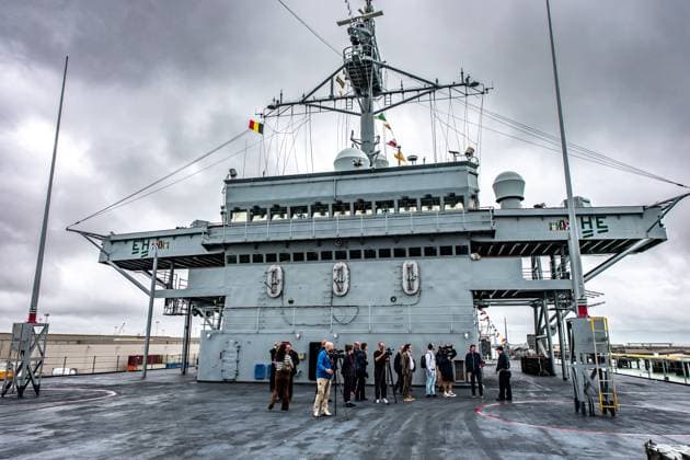 The U.S. Navy command ship USS Mount Whitney pictured in the harbor of Zeebrugge, on Thursday 02 July 2026.  KURTxDESPLENTER 180162877