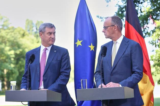 Berlin, Deutschland, 02.07.2026: Bundeskanzleramt: Pressekonferenz nach Koalitionsausschuss: Bayerns Ministerpräsident Markus Söder (CSU) und Bundeskanzler Friedrich Merz (CDU) *** Berlin, Germany, July 2, 2026 Federal Chancellery Press Conference Following the Coalition Committee Meeting Bavarian Minister-President Markus Söder (CSU) and Federal Chancellor Friedrich Merz (CDU) Copyright: xdtsxNachrichtenagenturx dts_126113