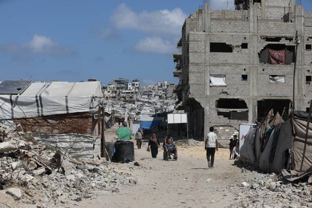 Displaced Palestinians Shelter Near Destroyed Homes as War Reaches 1,000 Days Displaced Palestinians go about their daily lives in worn-out tents erected near their destroyed homes east of Gaza City on July 2, 2026, as the war enters its 1,000th day. Hundreds of thousands of Palestinians continue to live in shelters and temporary camps following repeated displacement, while facing shortages of water, food and essential services, according to the United Nations and humanitarian organizations. Photo by Bilal Osama apaimages Gaza city Gaza Strip Palestinian Territory 020726_Gaza_BO_01(20) Copyright: xapaimagesxBilalxOsamax xapaimagesx