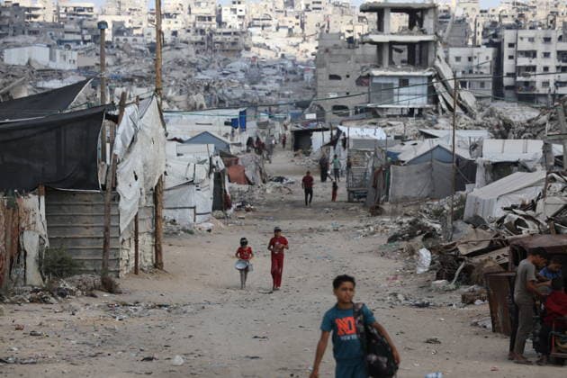 Displaced Palestinians Shelter Near Destroyed Homes as War Reaches 1,000 Days Displaced Palestinians go about their daily lives in worn-out tents erected near their destroyed homes east of Gaza City on July 2, 2026, as the war enters its 1,000th day. Hundreds of thousands of Palestinians continue to live in shelters and temporary camps following repeated displacement, while facing shortages of water, food and essential services, according to the United Nations and humanitarian organizations. Photo by Bilal Osama apaimages Gaza city Gaza Strip Palestinian Territory 020726_Gaza_BO_01(16) Copyright: xapaimagesxBilalxOsamax xapaimagesx