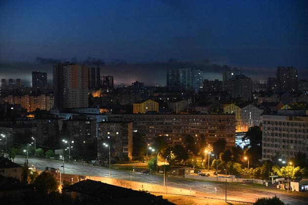 RECORD DATE NOT STATED Black smoke rises over the city following a massive combined Russian attack in Kyiv, Ukraine, on July 2, 2026. Russian forces launched a large-scale attack using strike drones and multiple types of missiles. At least 13 people were killed and 56 were injured in the attack. Private homes, apartment buildings, an emergency medical substation, and a hotel building were damaged (Photo by Yevhen Kotenko Ukrinform) Kyiv shrouded in smoke after Russian massive attack  Copyright: xYevhenxKotenkox
