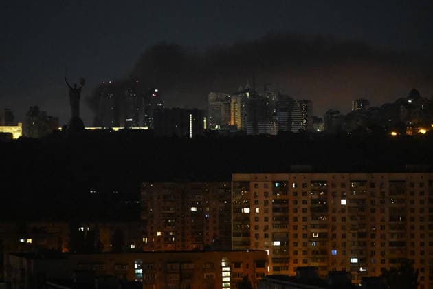 RECORD DATE NOT STATED Black smoke rises over the city following a massive combined Russian attack in Kyiv, Ukraine, on July 2, 2026. Russian forces launched a large-scale attack using strike drones and multiple types of missiles. At least 13 people were killed and 56 were injured in the attack. Private homes, apartment buildings, an emergency medical substation, and a hotel building were damaged (Photo by Yevhen Kotenko Ukrinform) Kyiv shrouded in smoke after Russian massive attack  Copyright: xYevhenxKotenkox