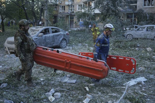 Ukraine says Russian attack kills 13 in capital Kyiv KYIV, UKRAINE - JULY 02: Search and rescue operations are ongoing at the sites damaged by a Russian strike, including a multi-story apartment building and several private homes in Kyiv s Darnytskyi district, Ukraine, on July 02, 2026. The attack killed 13 and injured more than 30. Joshua Olley Anadolu Kyiv Ukraine. Editorial use only. Please get in touch for any other usage.  Copyright: x2026xAnadoluxJoshuaxOlleyx