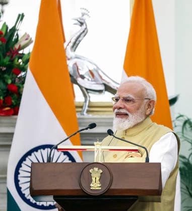 India-Japan: Joint Press Statement at Hyderabad House in New Delhi New Delhi, Jul 02 (ANI): Prime Minister Narendra Modi and Japan™s Prime Minister Sanae Takaichi (unseen) at the joint press statement following delegation-level talks at Hyderabad House, in New Delhi on Thursday. (DPR PMO ANI Photo) NEW DELHI Delhi India Copyright: xANIx ANI_20260702173