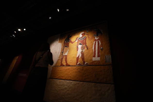 Tutankhamun exhibition opens in Paris with recreated treasures and immersive tomb experience PARIS, FRANCE - JULY 2: A view of the Tutankhamun - His Tomb and His Treasures exhibition during a press preview at Paris Expo Porte de Versailles in Paris, France on July 2, 2026. The exhibition, running from July 3 to September 6, 2026, features more than 1,000 scientifically recreated objects from the tomb of the ancient Egyptian pharaoh Tutankhamun, along with an immersive experience recreating his burial chamber. Mohamad Salaheldin Abdelghani Alsayed Anadolu Paris France. Editorial use only. Please get in touch for any other usage.  Copyright: x2026xAnadoluxMohamadxSalaheldinxAbdelghanixAlsayedx