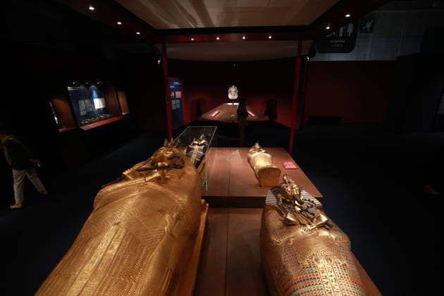 Tutankhamun exhibition opens in Paris with recreated treasures and immersive tomb experience PARIS, FRANCE - JULY 2: A view of the Tutankhamun - His Tomb and His Treasures exhibition during a press preview at Paris Expo Porte de Versailles in Paris, France on July 2, 2026. The exhibition, running from July 3 to September 6, 2026, features more than 1,000 scientifically recreated objects from the tomb of the ancient Egyptian pharaoh Tutankhamun, along with an immersive experience recreating his burial chamber. Mohamad Salaheldin Abdelghani Alsayed Anadolu Paris France. Editorial use only. Please get in touch for any other usage.  Copyright: x2026xAnadoluxMohamadxSalaheldinxAbdelghanixAlsayedx
