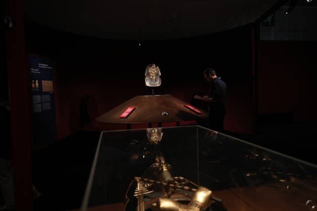 Tutankhamun exhibition opens in Paris with recreated treasures and immersive tomb experience PARIS, FRANCE - JULY 2: A view of the Tutankhamun - His Tomb and His Treasures exhibition during a press preview at Paris Expo Porte de Versailles in Paris, France on July 2, 2026. The exhibition, running from July 3 to September 6, 2026, features more than 1,000 scientifically recreated objects from the tomb of the ancient Egyptian pharaoh Tutankhamun, along with an immersive experience recreating his burial chamber. Mohamad Salaheldin Abdelghani Alsayed Anadolu Paris France. Editorial use only. Please get in touch for any other usage.  Copyright: x2026xAnadoluxMohamadxSalaheldinxAbdelghanixAlsayedx