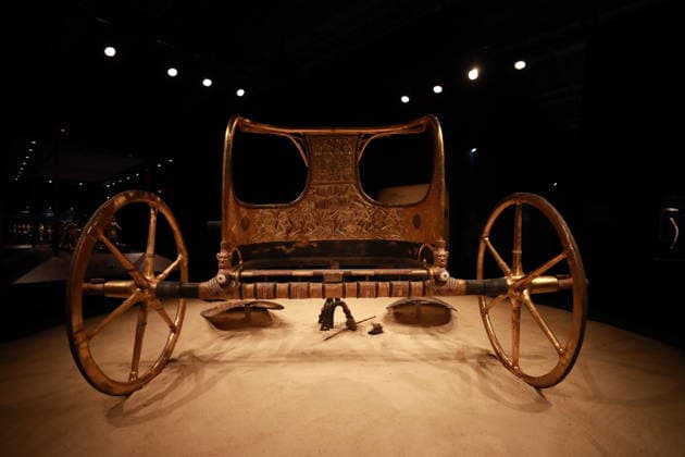 Tutankhamun exhibition opens in Paris with recreated treasures and immersive tomb experience PARIS, FRANCE - JULY 2: A view of the Tutankhamun - His Tomb and His Treasures exhibition during a press preview at Paris Expo Porte de Versailles in Paris, France on July 2, 2026. The exhibition, running from July 3 to September 6, 2026, features more than 1,000 scientifically recreated objects from the tomb of the ancient Egyptian pharaoh Tutankhamun, along with an immersive experience recreating his burial chamber. Mohamad Salaheldin Abdelghani Alsayed Anadolu Paris France. Editorial use only. Please get in touch for any other usage.  Copyright: x2026xAnadoluxMohamadxSalaheldinxAbdelghanixAlsayedx