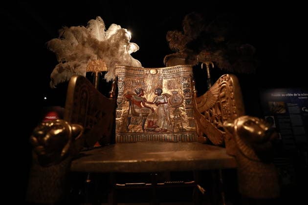 Tutankhamun exhibition opens in Paris with recreated treasures and immersive tomb experience PARIS, FRANCE - JULY 2: A view of the Tutankhamun - His Tomb and His Treasures exhibition during a press preview at Paris Expo Porte de Versailles in Paris, France on July 2, 2026. The exhibition, running from July 3 to September 6, 2026, features more than 1,000 scientifically recreated objects from the tomb of the ancient Egyptian pharaoh Tutankhamun, along with an immersive experience recreating his burial chamber. Mohamad Salaheldin Abdelghani Alsayed Anadolu Paris France. Editorial use only. Please get in touch for any other usage.  Copyright: x2026xAnadoluxMohamadxSalaheldinxAbdelghanixAlsayedx