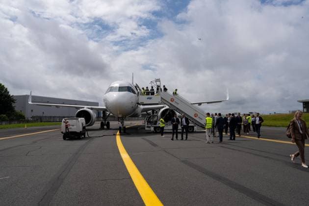 a media event organized by Brussels Airlines aviation company to mark the arrival of its eighth Airbus A320neo and the completion of the first phase of its fleet renewal program, on Thursday 02 July 2026 in Diegem. MARIUS BURGELMAN  MariusxBurgelman 180173758
