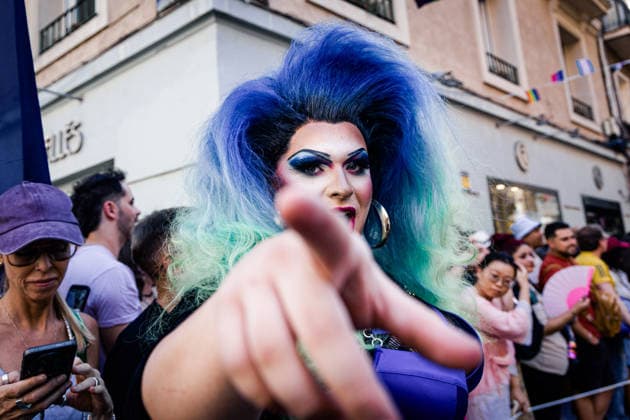 27th Edition of the MADO High-Heel Race A drag queen celebrates the 27th edition of the High-Heel Race on Pelayo Street on July 2, 2026, in Madrid, Spain. The 2026 Madrid LGBTIQ Pride Festivities host the traditional High-Heel Race, hosted by the artist Chumina Power. It is a festive sporting event that involves completing the course while wearing platform shoes up to 15 centimeters high. JULY 2, 2026 Carlos Lujá Madrid, Spain  Copyright: xCarlosxLujanx 7638981