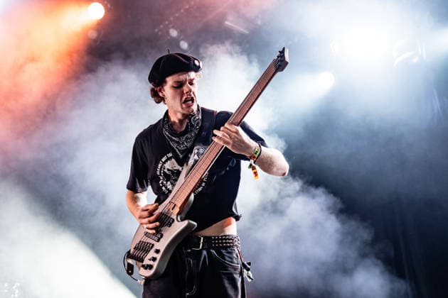 Truck Violence live at Roskilde Festival 2026 Roskilde, Denmark. 02nd, July 2026. The Canadian rock band Truck Violence performs a live concert during the Danish music festival Roskilde Festival 2026 in Roskilde. Here bass player Chris Clegg is seen live on stage. Denmark, Roskilde  Copyright: xGonzalesxPhoto ErlingxBrodersenx