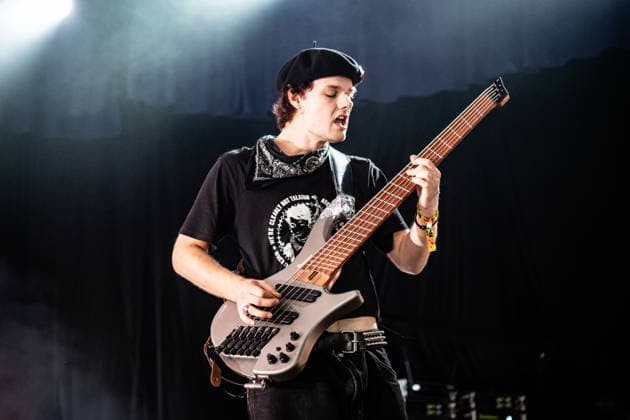 Truck Violence live at Roskilde Festival 2026 Roskilde, Denmark. 02nd, July 2026. The Canadian rock band Truck Violence performs a live concert during the Danish music festival Roskilde Festival 2026 in Roskilde. Here bass player Chris Clegg is seen live on stage. Denmark, Roskilde  Copyright: xGonzalesxPhoto ErlingxBrodersenx