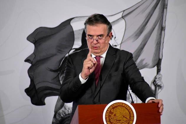 Mexican President Claudia Sheinbaum USMCA Conference Mexico s Economic Minister, Marcelo Ebrard Casaubon speaks about the review of the United States-Mexico-Canada Agreement (USMCA) during a briefing conference at the National Palace on July 2, 2026 in Mexico City, Mexico. (Photo by Luis Barron Eyepix Group) Copyright: xLuisxBarronx xEyepixxGroupx LB_02072026_190790