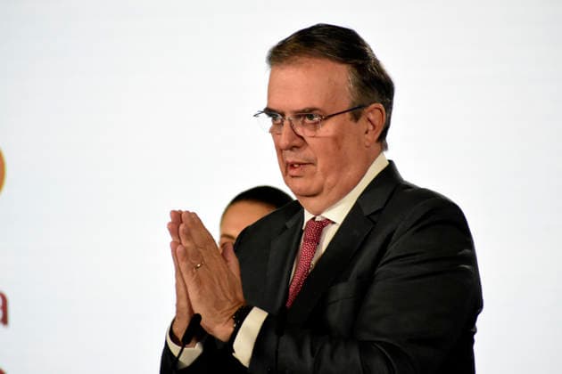 Mexican President Claudia Sheinbaum USMCA Conference Mexico s Economic Minister, Marcelo Ebrard Casaubon speaks about the review of the United States-Mexico-Canada Agreement (USMCA) during a briefing conference at the National Palace on July 2, 2026 in Mexico City, Mexico. (Photo by Luis Barron Eyepix Group) Copyright: xLuisxBarronx xEyepixxGroupx LB_02072026_190791