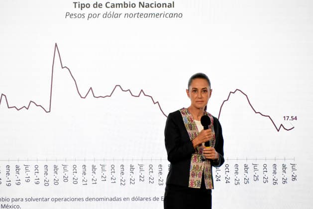 Mexican President Claudia Sheinbaum USMCA Conference Mexican President Claudia Sheinbaum Pardo speaks about the USMCA and the stability of the Mexican peso during a briefing conference at the National Palace on July 2, 2026 in Mexico City, Mexico. (Photo by Luis Barron Eyepix Group) Copyright: xLuisxBarronx xEyepixxGroupx LB_02072026_190795
