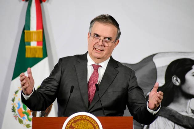 Mexican President Claudia Sheinbaum USMCA Conference Mexico s Economic Minister, Marcelo Ebrard Casaubon speaks about the review of the United States-Mexico-Canada Agreement (USMCA) during a briefing conference at the National Palace on July 2, 2026 in Mexico City, Mexico. (Photo by Luis Barron Eyepix Group) Copyright: xLuisxBarronx xEyepixxGroupx LB_02072026_190785