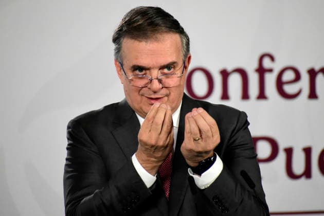 Mexican President Claudia Sheinbaum USMCA Conference Mexico s Economic Minister, Marcelo Ebrard Casaubon speaks about the review of the United States-Mexico-Canada Agreement (USMCA) during a briefing conference at the National Palace on July 2, 2026 in Mexico City, Mexico. (Photo by Luis Barron Eyepix Group) Copyright: xLuisxBarronx xEyepixxGroupx LB_02072026_190787
