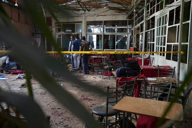 Damascus Cafe Blast Aftermath Investigated Damaged furniture, debris and blood stains are visible inside a cafe in central Damascus, Syria, on July 2, 2026. An explosive device detonated inside a cafe in the al-Hijaz area near the Palace of Justice, killing people and injuring others, Syrian authorities said. Damascus Damascus Syria Copyright: xOmarxAlbamx