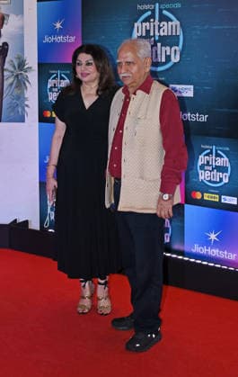 Celebrities attend screening of web series Pritam & Pedro in Mumbai - 02 Jul 2026 L-R Indian film actress Kiran Juneja and film director Ramesh Sippy pose for a photo as they arrive for the screening web series Pritam & Pedro in Mumbai. Mumbai India Copyright: xAshishxVaishnavx xSOPAxImagesx AVaishnav_Celebrities attend screening of web series _Pritam _ Pedro_ in Mumbai (8)