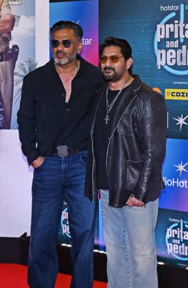July 2, 2026, Mumbai, Maharashtra, India: L-R Bollywood actors Suniel Shetty and Arshad Warsi pose for a photo at the screening of web series Pritam & Pedro in Mumbai. Mumbai India - ZUMAs197 20260702_aaa_s197_211 Copyright: xAshishxVaishnavx